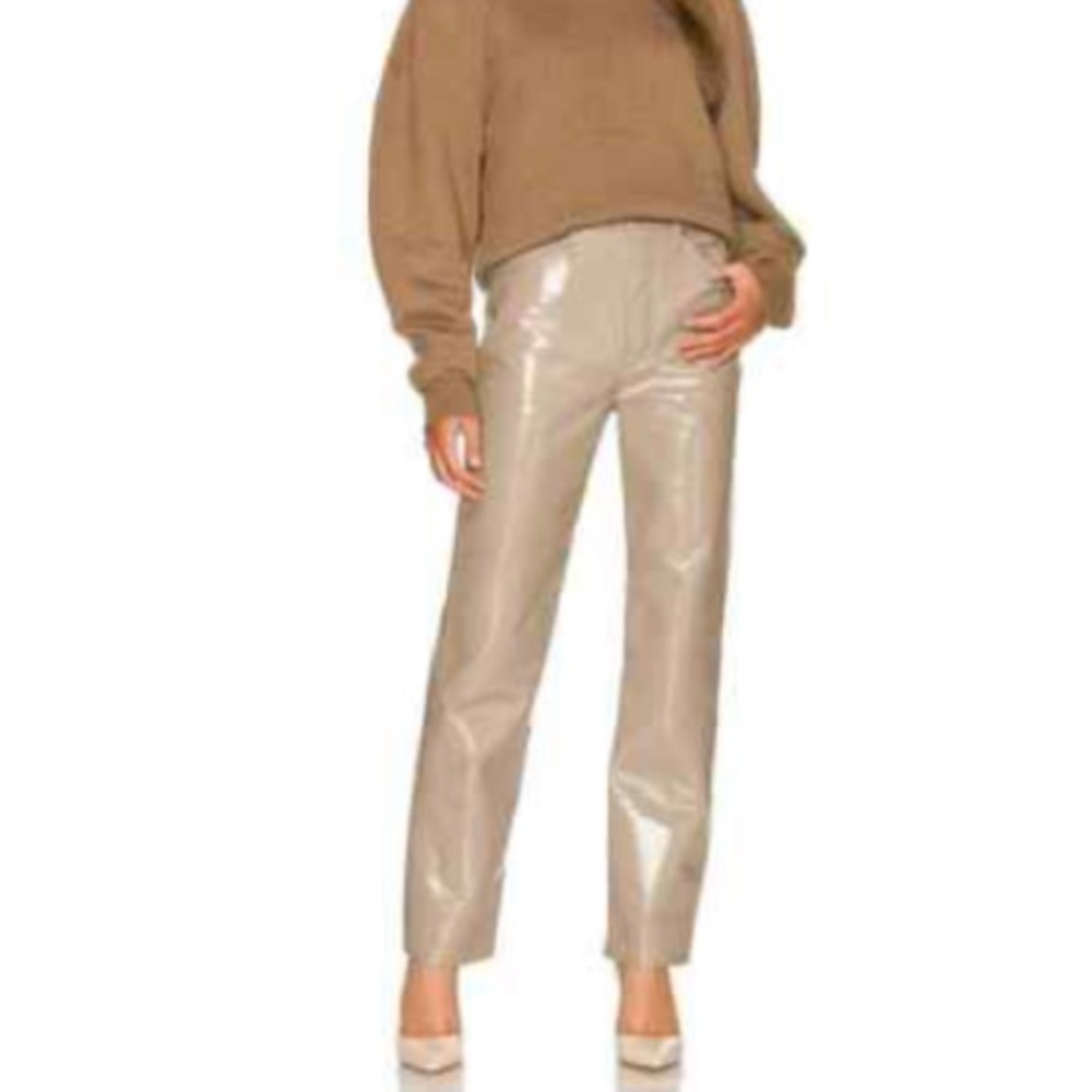NWT AGOLDE Recycled Leather 90s Pinch Waist Patent Leather Pants